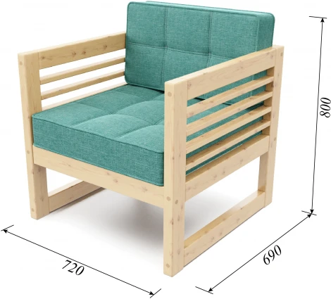 Кресло Arsko Сега сосна рогожка бирюзовая