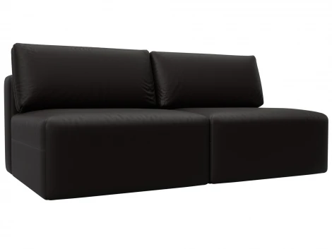 Диван прямой модульный Лига-060 НПБ (ЛДСП,Брус,Фанера/Пластик/Экокожа/Коричневый) Лига Диванов 130049