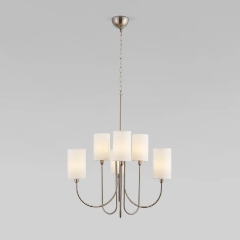 Подвесная люстра Wi-Fi Eurosvet Abbey 60164/6 никель (220V, управление смартфоном, голосовое управление, умный дом - Minimir Home, Алиса, Маруся, Салют, на цепи)
