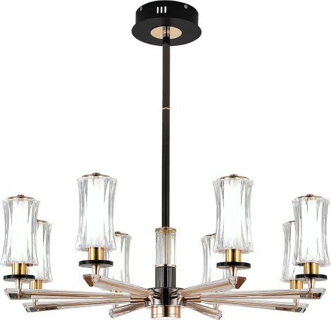 Потолочная люстра на штанге (13038/8R Black) Indigo Grandioso V000186L (регулировка яркости, LED, 220V, пульт управления)