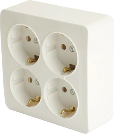Розетка 4-х местная с заземлением (белый) Stekker София 49310
