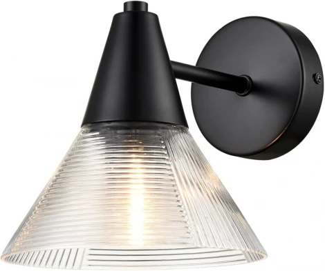 Бра Lumion Corne 6595/1W черный/прозрачный, металл/стекло E27 1*60W 220V
