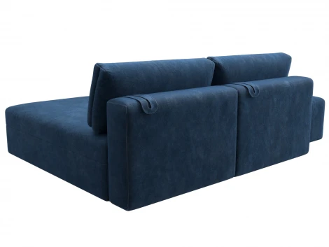 Диван угловой модульный с пуфом Лига-060 НПБ угол универсальный (ЛДСП,Брус,Фанера/Пластик/Велюр/Синий) Лига Диванов 129696