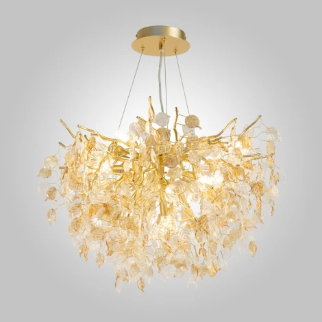 Подвесная люстра AM Group Forest D600 GOLD (220V, на тросе, листья)