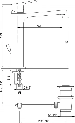 Смеситель E.C.A. Tiera 102188013EX для раковины