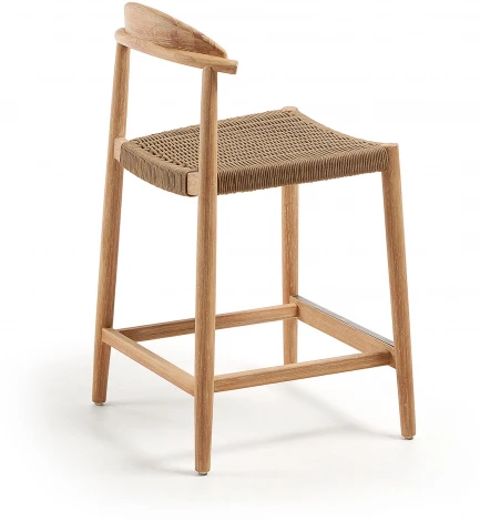 Барный стул La Forma (ex Julia Grup) Nina (Коричневый,Бежевый/ Дерево,Эвкалипт,Акация,Веревка)
