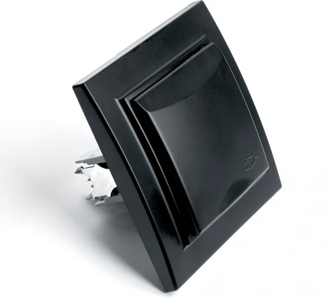 Розетка с заземлением защитной крышкой и шторками (черный) Stekker Эрна 39481