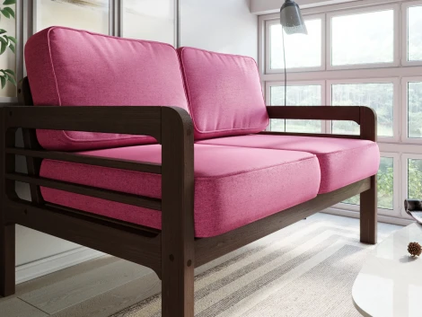 Диван Arsko прямой Бергер М орех рогожка розовая