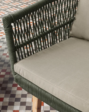 Диван уличный La Forma (ex Julia Grup) Inti (Зеленый,Бежевый/ Дерево,Акация,Полиэтилен,Алюминий,Веревка,Пена)