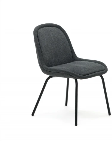 Aimin Стул из серой синели с черными стальными ножками La Forma (ex Julia Grup) арт.172694