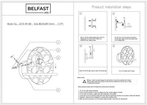 Настенный светильник Belfast Ravenhill 3219 BR MB