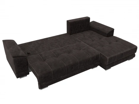 Диван угловой НордСтар правый угол (ДСП,Брус/Пластик/Велюр/Коричневый) Лига Диванов 127938