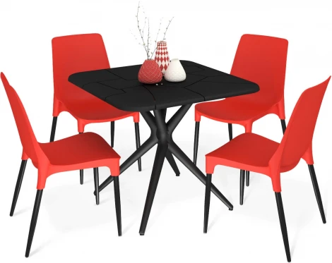 Обеденная группа SHT-DS208 черный/красный Sheffilton 6772367501