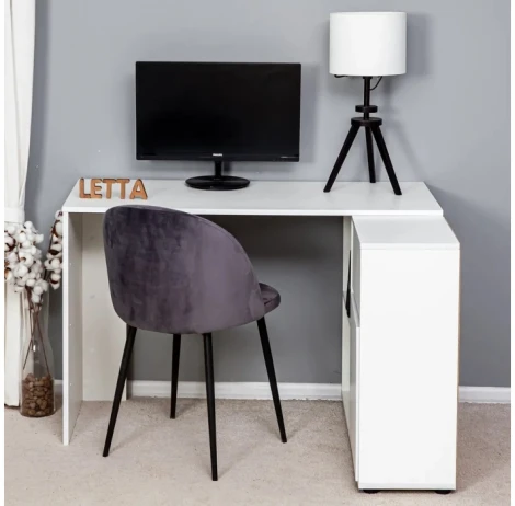 Письменный стол Woodville Мэдди с ящиками белое тиснение 553742