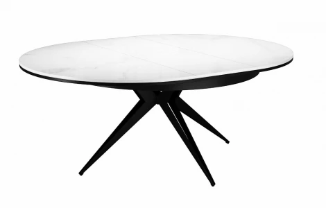 Стол DikLine KW120 керамика белый мрамор C11 глянец/опоры черные (2 уп) арт.00-00073221