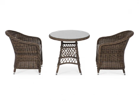 Обеденная группа плетеная, цвет коричневый 4SIS Эспрессо-80 R ECR2T1-3-SET brown