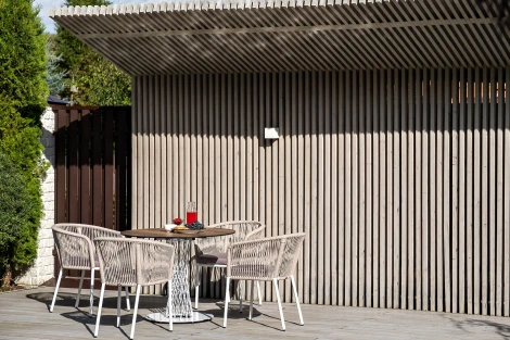 "Диего" обеденная группа на 4 персоны, круглый стол "дуб", цвет бежевый 4SIS арт.УТ-00003586