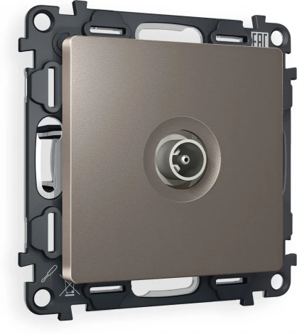 Комплект механизма Ambrella Volt TV розетки проходной ALFA MA643030 Темная бронза матовый 5-1000 MHz 4dB QUANT
