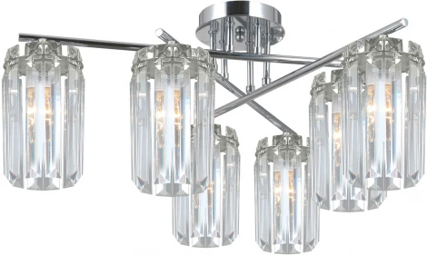 Потолочная люстра на штанге ILLUMICO IL3566-6CSQ-24 CR LYRA (220V, хрусталь)