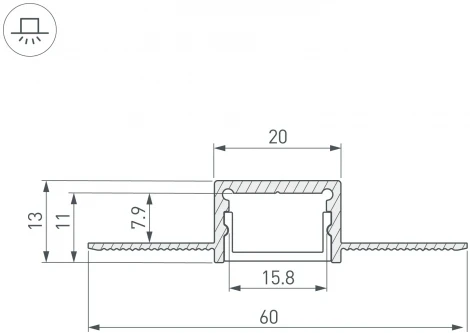 Профиль SL-LINIA20-FANTOM-2000 ANOD (Arlight, Алюминий) 049030