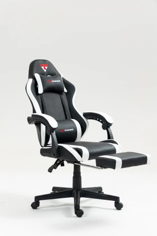 Кресло спортивное TopChairs Prophet с оттоманкой черно-белый арт.УТ000039480