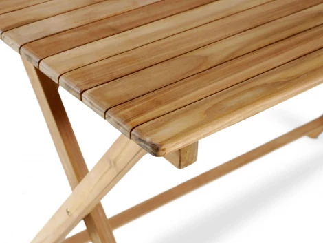 Стол прямоугольный складной Nairobi (Массив тика/Бежевый) ОГОГО Обстановочка! арт.889247