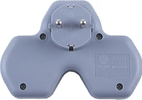 Разветвитель на 3 гнезда с заземлением (белый,серый) Stekker 32871