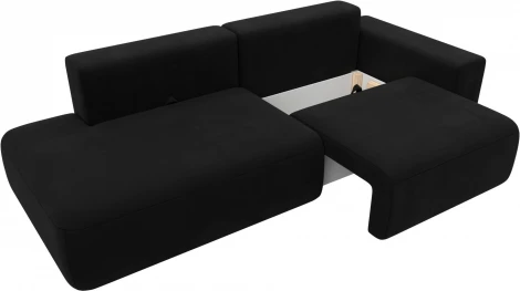 Диван прямой Лига-036 НПБ Модерн подлокотник справа (Черный/Микровельвет) Лига Диванов арт.121331