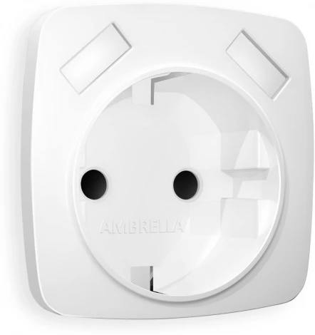 Лицевая панель Ambrella Volt OMEGA (Белый матовый) для электрической розетки с/з со шторками 2USB A+A QUANT OP1290