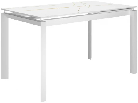 Стол DikLine KT120 мрамор белый Лотус,опоры белые