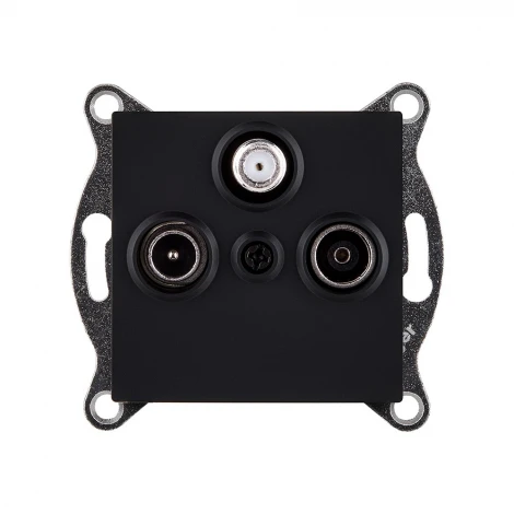 Розетка тройная TV (мама) + TV (папа) + спутниковая SAT черный матовый Kollinger REA-036BM для Aspekt, Eleganz, Reflex