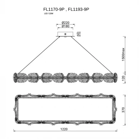 Подвесная люстра светодиодная Fluorite Pianta FL1170-9P