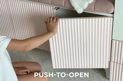 Зефир Тумба 115.01 Mebelson (ЛДСП,МДФ,Металл/Светлое дерево,Розовый) арт.UL.115-M.103.01.3095