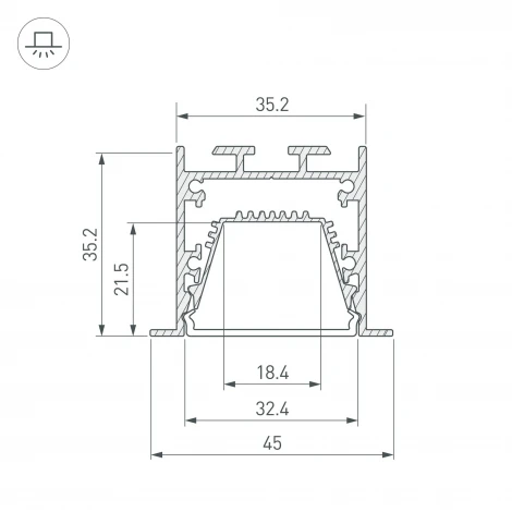 Профиль LINIA45-F-TRAY-3000 ANOD (Arlight, Алюминий) 062188
