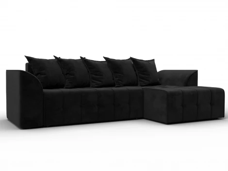 Диван угловой Лига-113 угол правый (ДСП,Велюр/Черный) Лига Диванов 136726