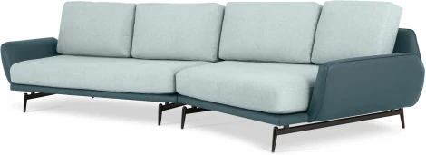 Диван Ispani угловой правый ОГОГО (арт.803469), (Ткань,Экокожа/Зеленый)