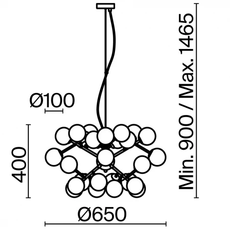 Подвесной светильник Maytoni Dallas MOD545PL-24G (220V, на тросе, шарики, паук, молекулы)