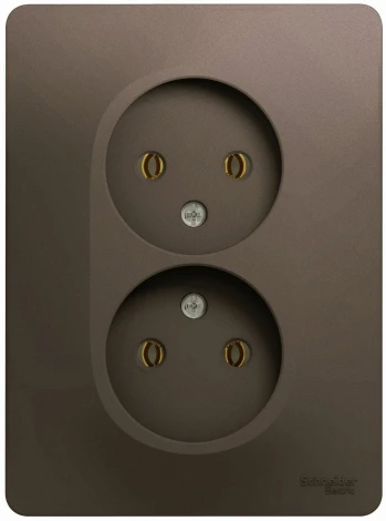 Розетка встраиваемая двойная без заземления (шоколад) Systeme Electric Glossa GSL000820