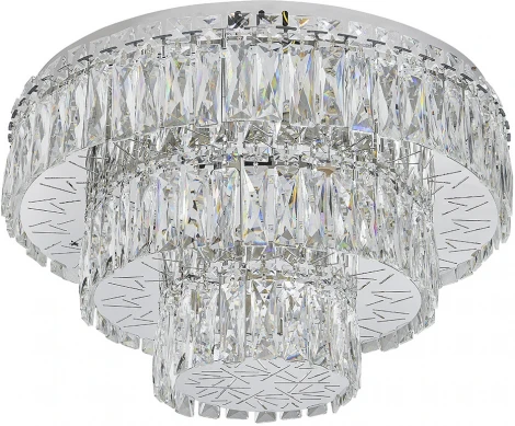 Потолочная люстра ярусная Escada Sublime 561/A LED 72Вт+4х40Вт Е14, 3000-6000К, ПДУ, изменение цветовой температуры, металл/хрусталь, хром/прозрачный (регулировка яркости, 220V)
