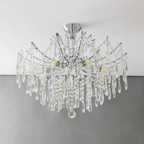 Потолочная люстра каскадная на штанге Citilux Селена CL302180 (220V, хрусталь)