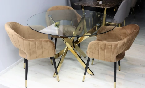 Стол обеденный IST-CASA Элис Силвер DT-2850, 120х120х75 см, белый мрамор