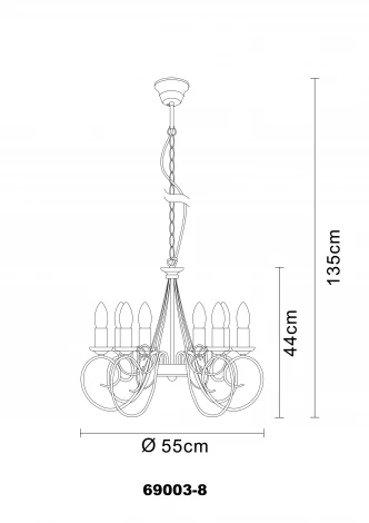 Подвесная люстра Globo Truncatus 69003-8 (220V, на цепи, подсвечник, свеча)