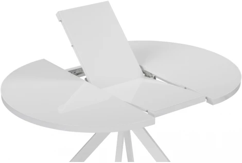 Стол стеклянный Веллор 100(135)х100х78 белый 502176 Woodville