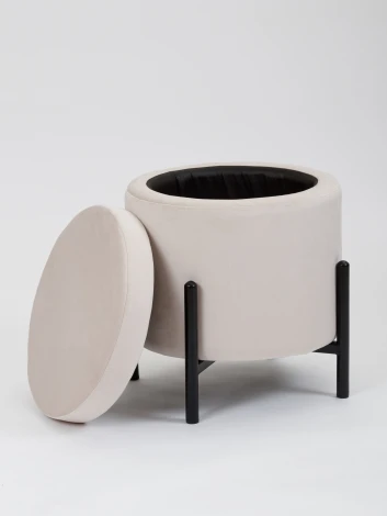 Пуф MyFar Фрэнк с ящиком светло-бежевый велюр MF1022-1