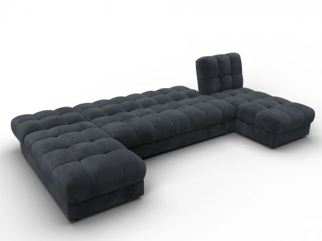 Диван П-образный Лига-116 НПБ (ДСП,ЛДСП,Велюр/Темно-серый) Лига Диванов 137313