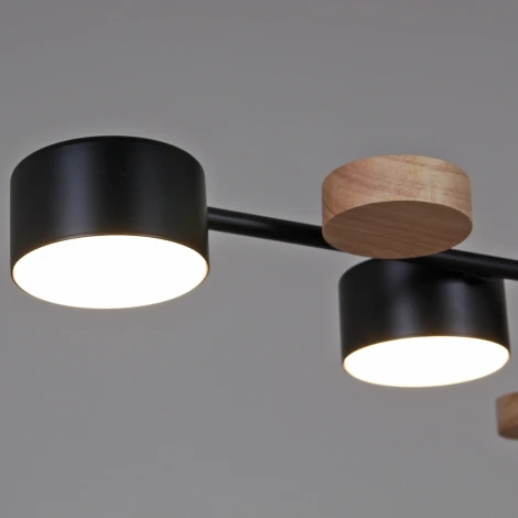 Потолочная люстра на штанге Reluce 03758-0.3-10 BK+WOOD GX53