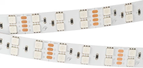 Светодиодная лента RT-B120-15mm 24V RGB (28.8 W/m, IP20, 5060, 5m) (Arlight, Открытый) 011205(2)