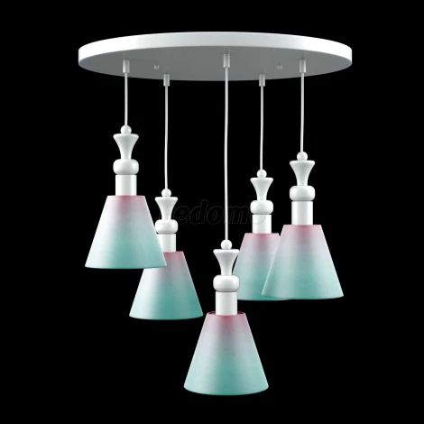 Люстра подвесная Lamp4you, 5 плафонов, белый с розовым и бирюзовым