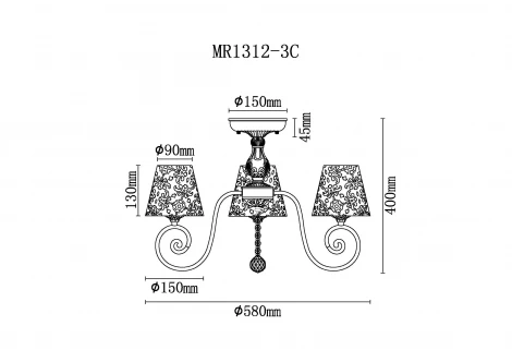 Потолочная люстра на штанге MyFar Luna MR1312-3C (220V, подвески)