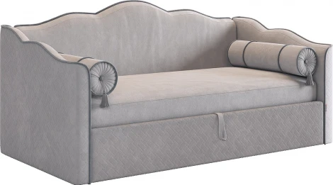 Кровать-софа "Лея К1" 90х200 см Mebelson (ДСП,ЛДСП,Велюр/Серый,Графит) арт.ZP.KM.S-18.2350
